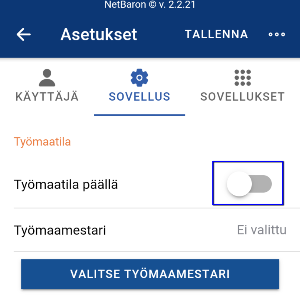 Kello-MobiApp Työmaa-tila Työmaamestari