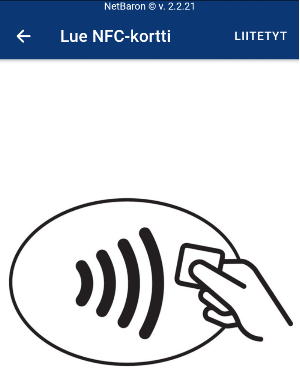 Kello-MobiApp Työmaa-tila Lue NFC-kortti